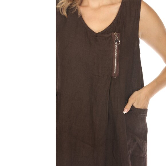 Coffee Pocket Dress with Zipper Detail - Picture 7 of 7